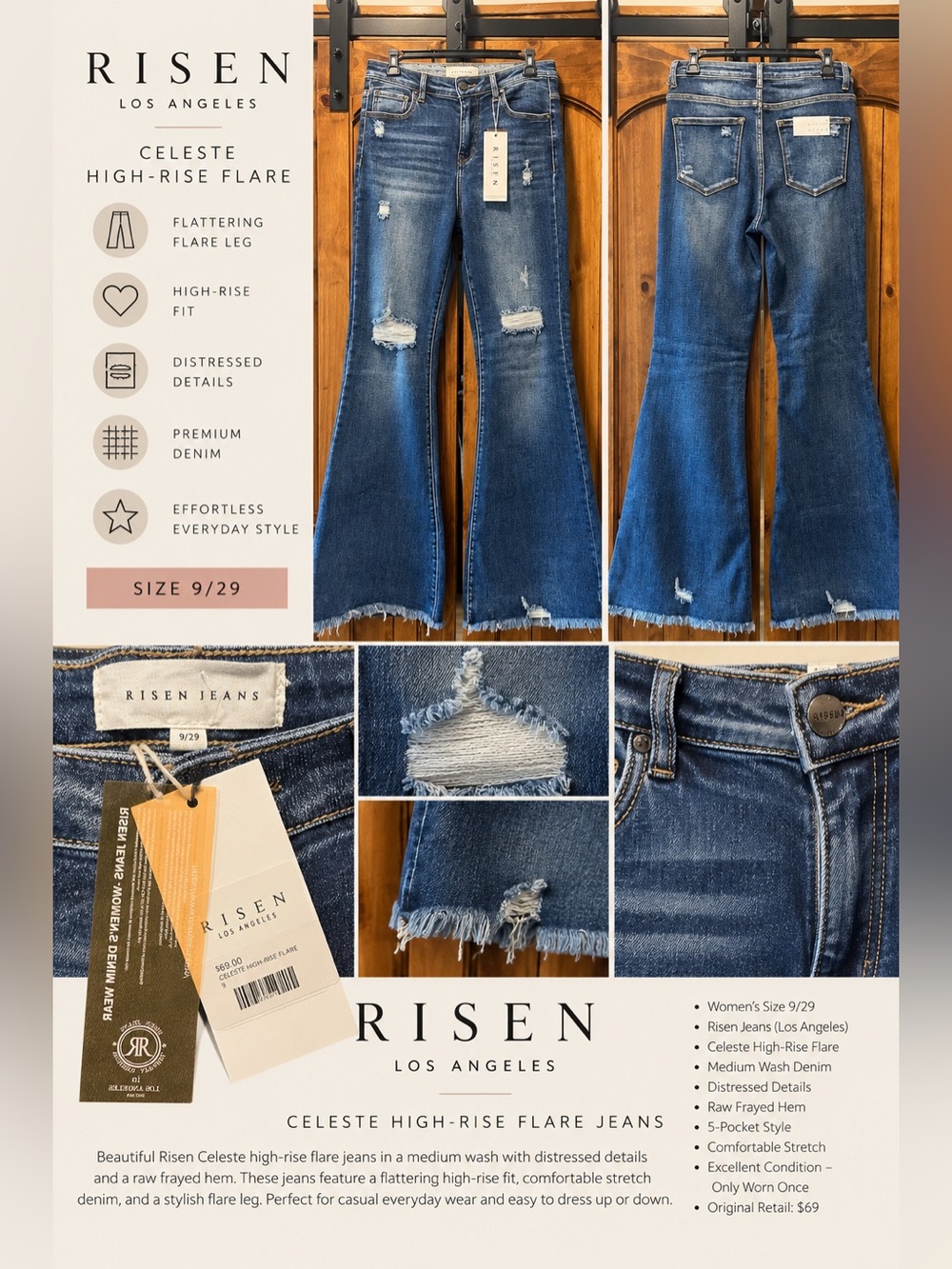 Celeste High-Rise Flare Jeans - Medium Blue